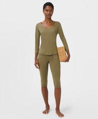 Ultimate Studio Yoga 3/4 Sleeve Tee - Khaki Brown