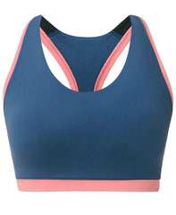 Power Colorblock Racer Bra - Indiglow Blue Melrose Pink