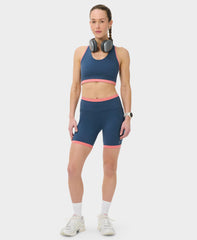 Power Colorblock Racer Bra - Indiglow Blue Melrose Pink