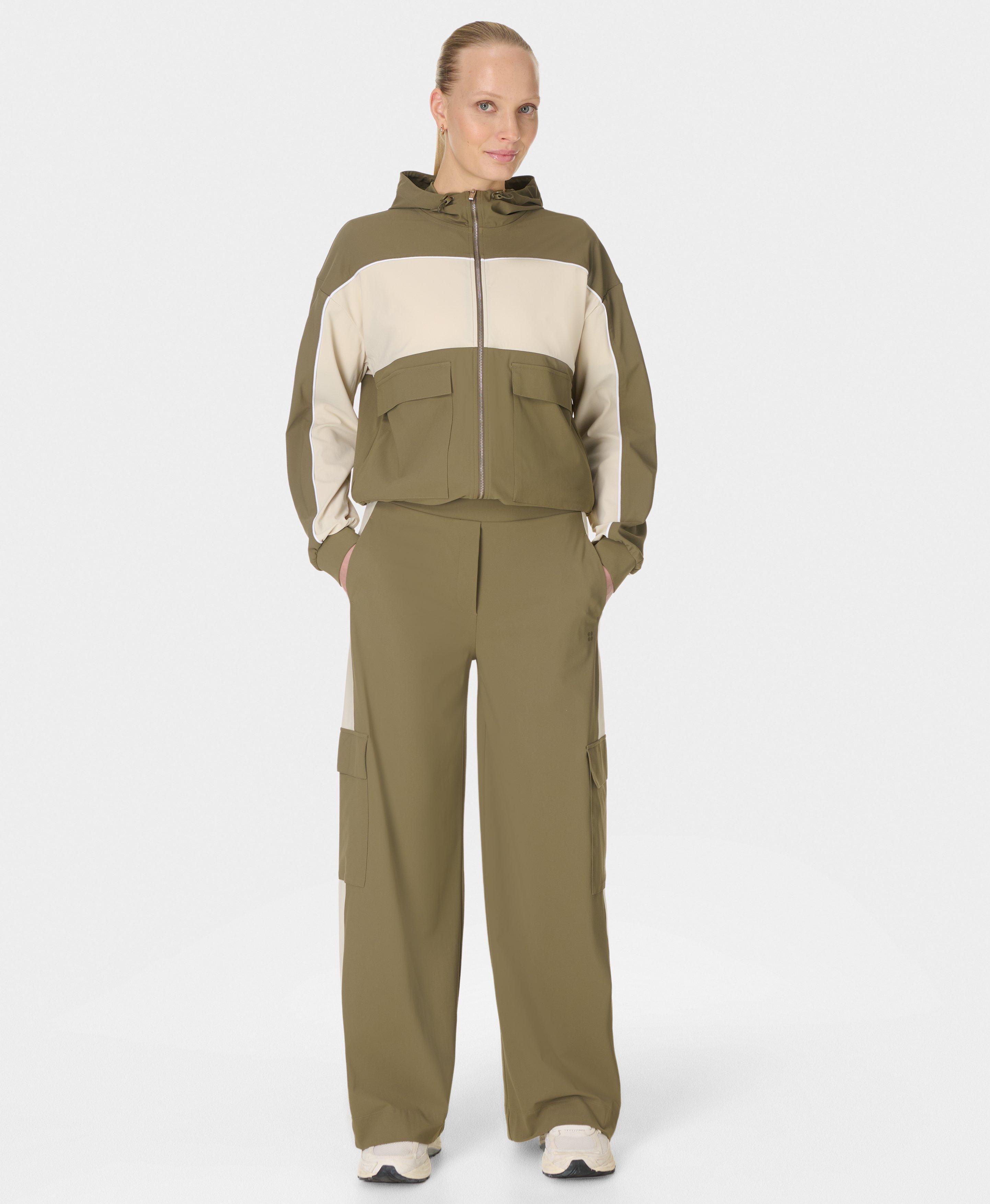 Explorer Patch Pocket Zip-Up Hoodie - Khaki Brown Pebble Beige