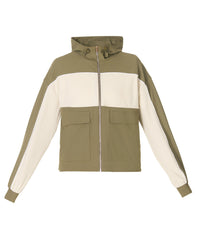 Explorer Patch Pocket Zip-Up Hoodie - Khaki Brown Pebble Beige