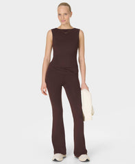 All Day Twist Back Bra Tank - Sable Brown