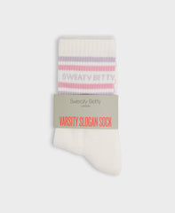 Varsity Slogan Socks - Mauve Purple Deco Pink