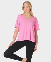 Soft Flow Studio V-Neck Tee - Guava Pink