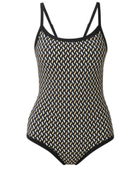 Riviera Swimsuit - Beige Linked Geo Print