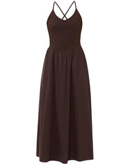 Explorer Ribbed Halter Neck Strappy Maxi Dress - Espresso Brown