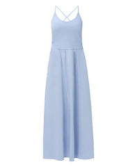 Explorer Ribbed Halter Neck Strappy Maxi Dress - Laguna Blue