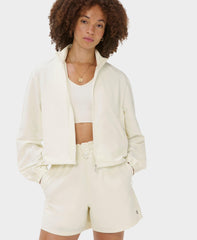 Seersucker Textured Zip-Up - Lily White