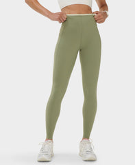 Power UltraSculpt Laser Cut Leggings - Bracken Green - Full Length