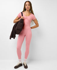 Ultimate Studio Ruched Leggings - DarkDecoPink - Full Length