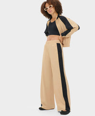 Explorer Colour Block Wide Leg Pants - Dove Beige Black