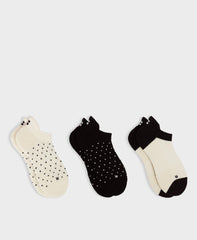 Workout Sneaker Socks 3 Pack - Cream SB Polka Print