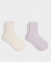 Crew Running Socks 2 Pack - Mauve Purple Deco Pink Tipping