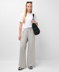 After Class Piped Wide Leg Pants - Light Grey Marl