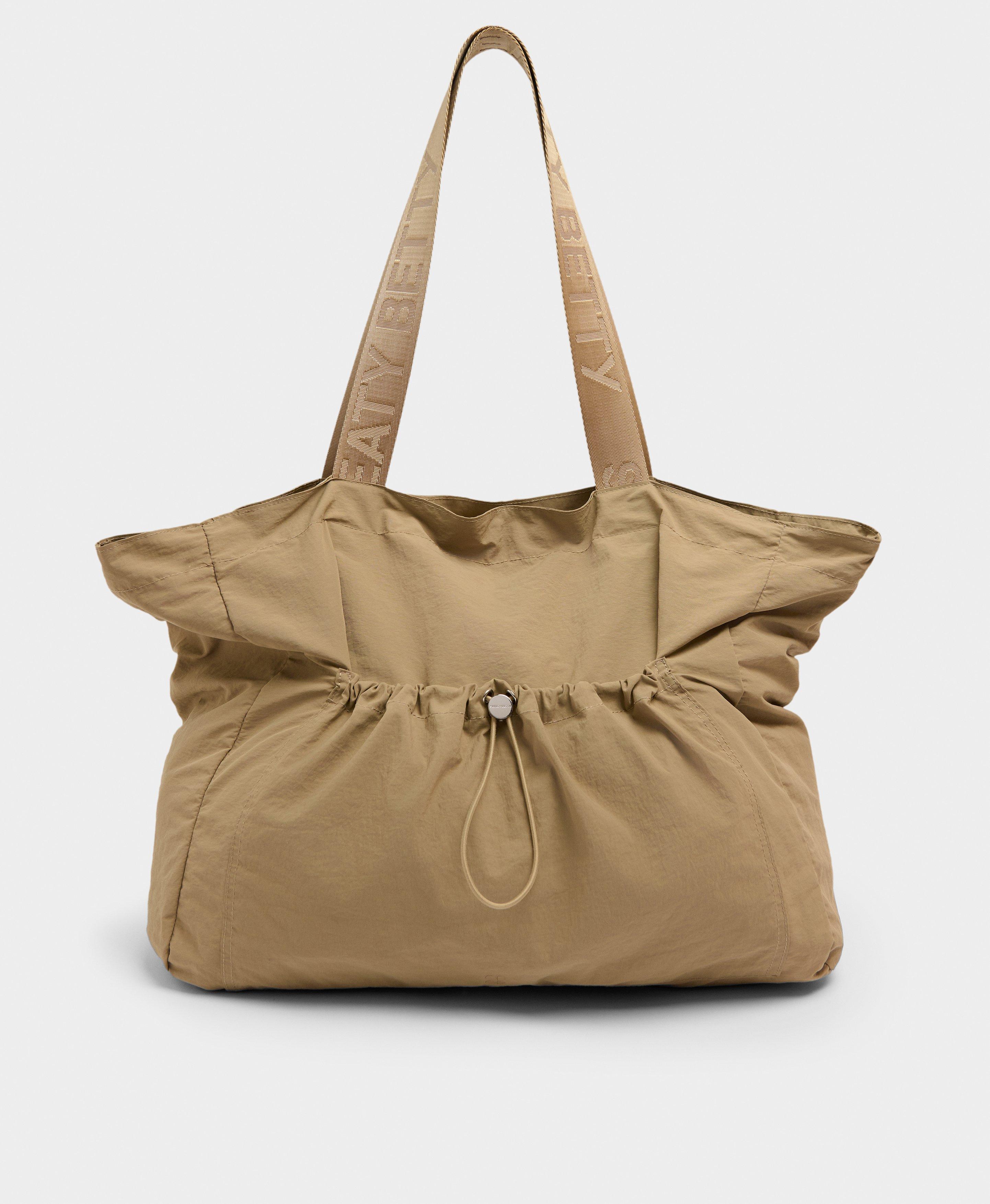Nylon Ruched Tote Bag - Strata Beige