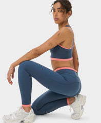 Power Colourblock Workout Leggings - Indiglow Blue Melrose Pink - Full Length