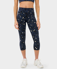 Power Cropped Workout Leggings - Purple Erosia Print - Crop