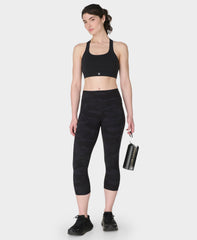 Power Cropped Workout Leggings - Ultra Black Camo Print - Crop