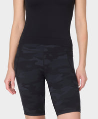 Power 9" Biker Shorts - Ultra Black Camo Print - 9" Inseam