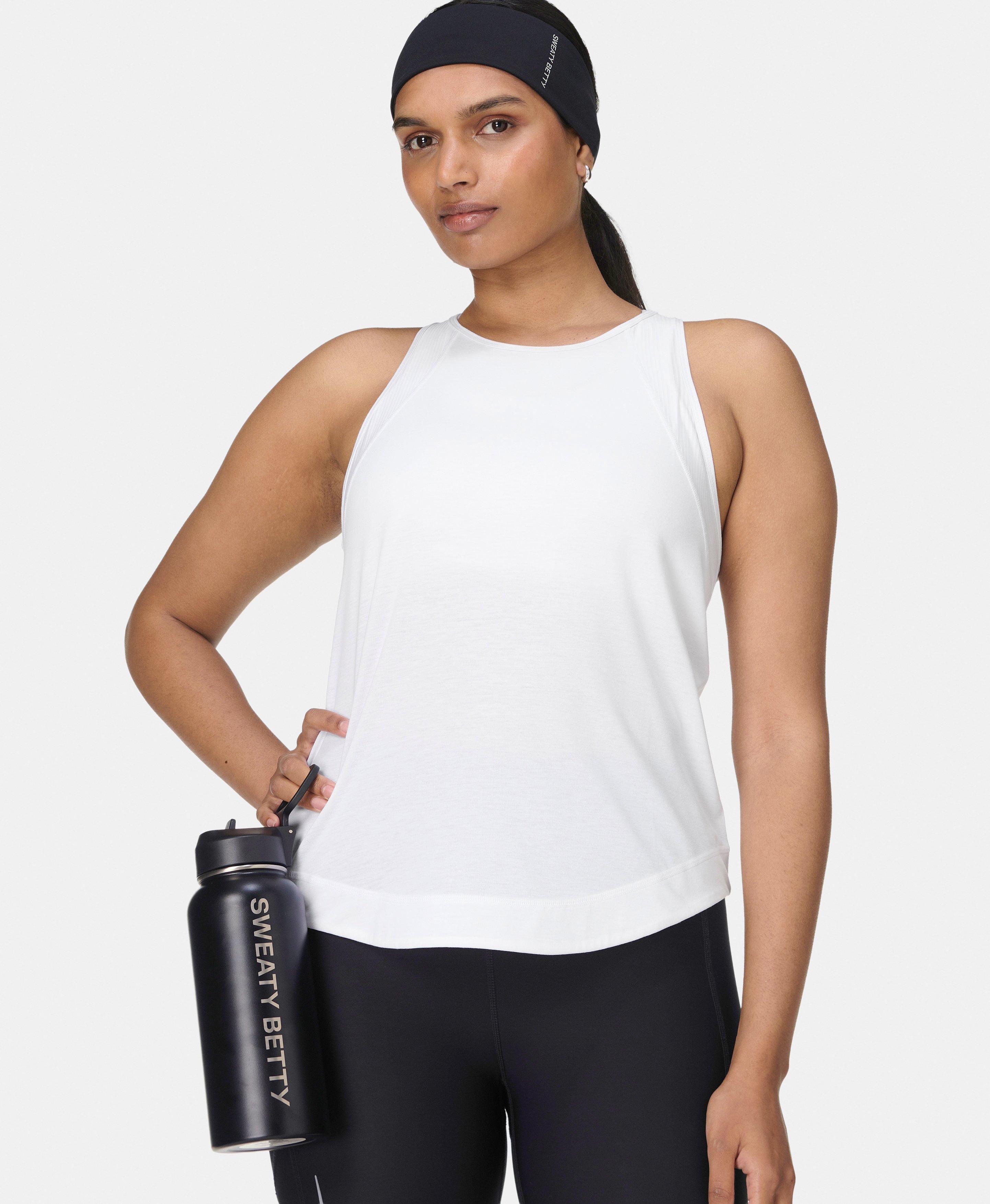 Breathe Easy Mesh Run Tank - White