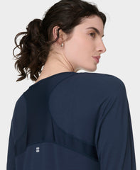 Breathe Easy Mesh Long Sleeve Tee - Navy Blue
