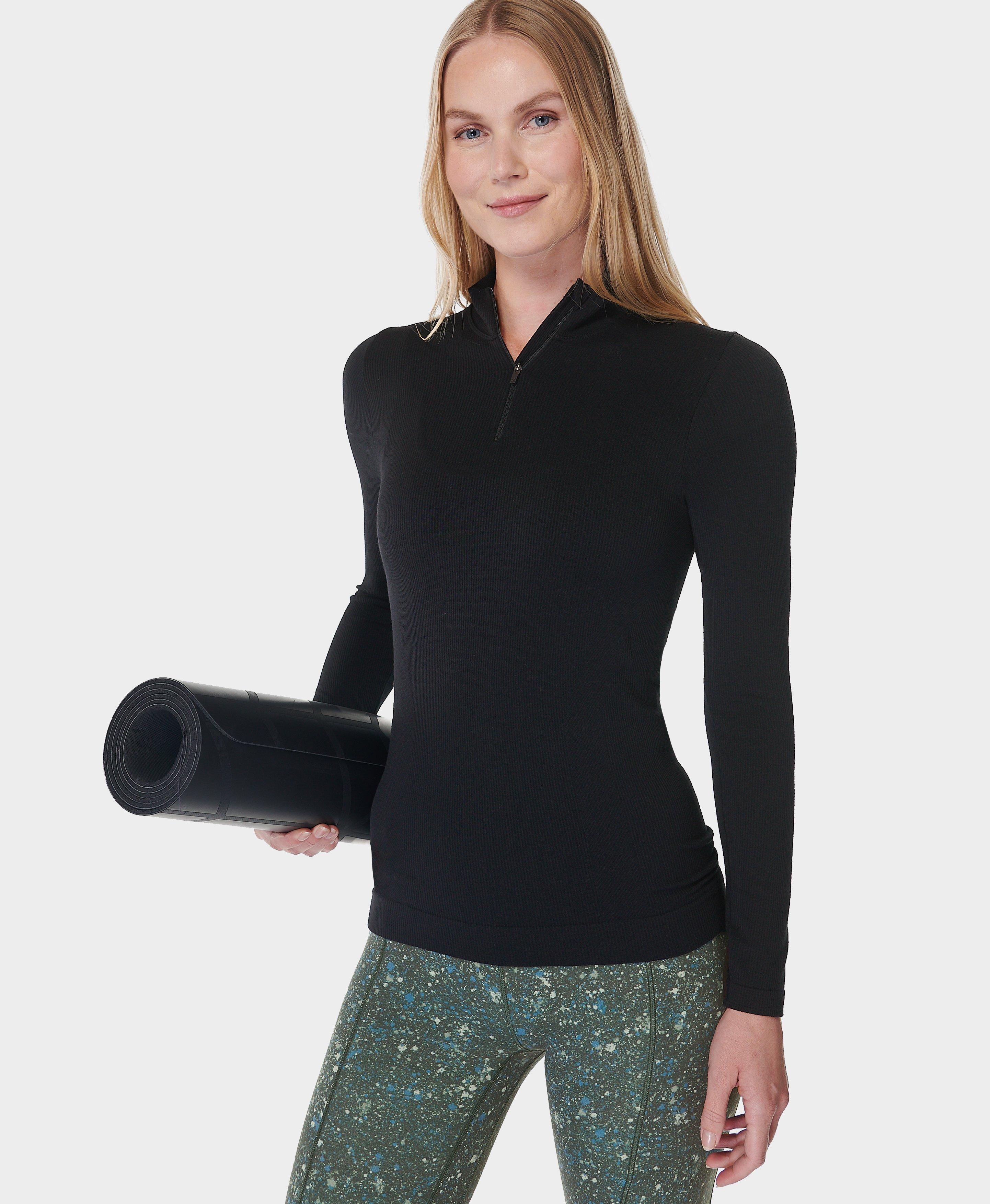 Mindful Flex Half Zip Long Sleeve Tee - Black