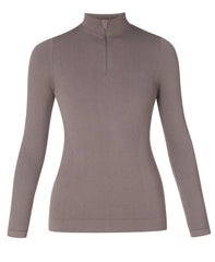 Mindful Flex Half Zip Long Sleeve Tee - Taupe Brown