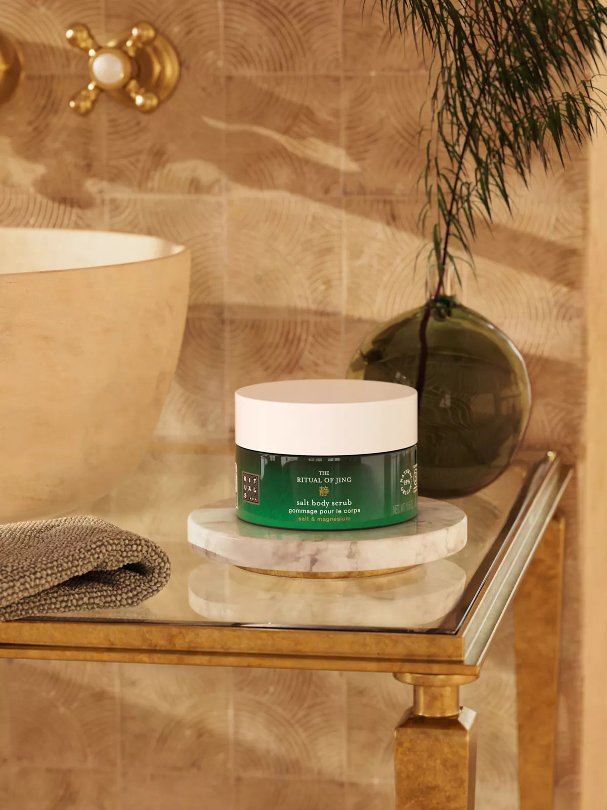 The Ritual of Jing Body Scrub 300g Lifestyle with Product