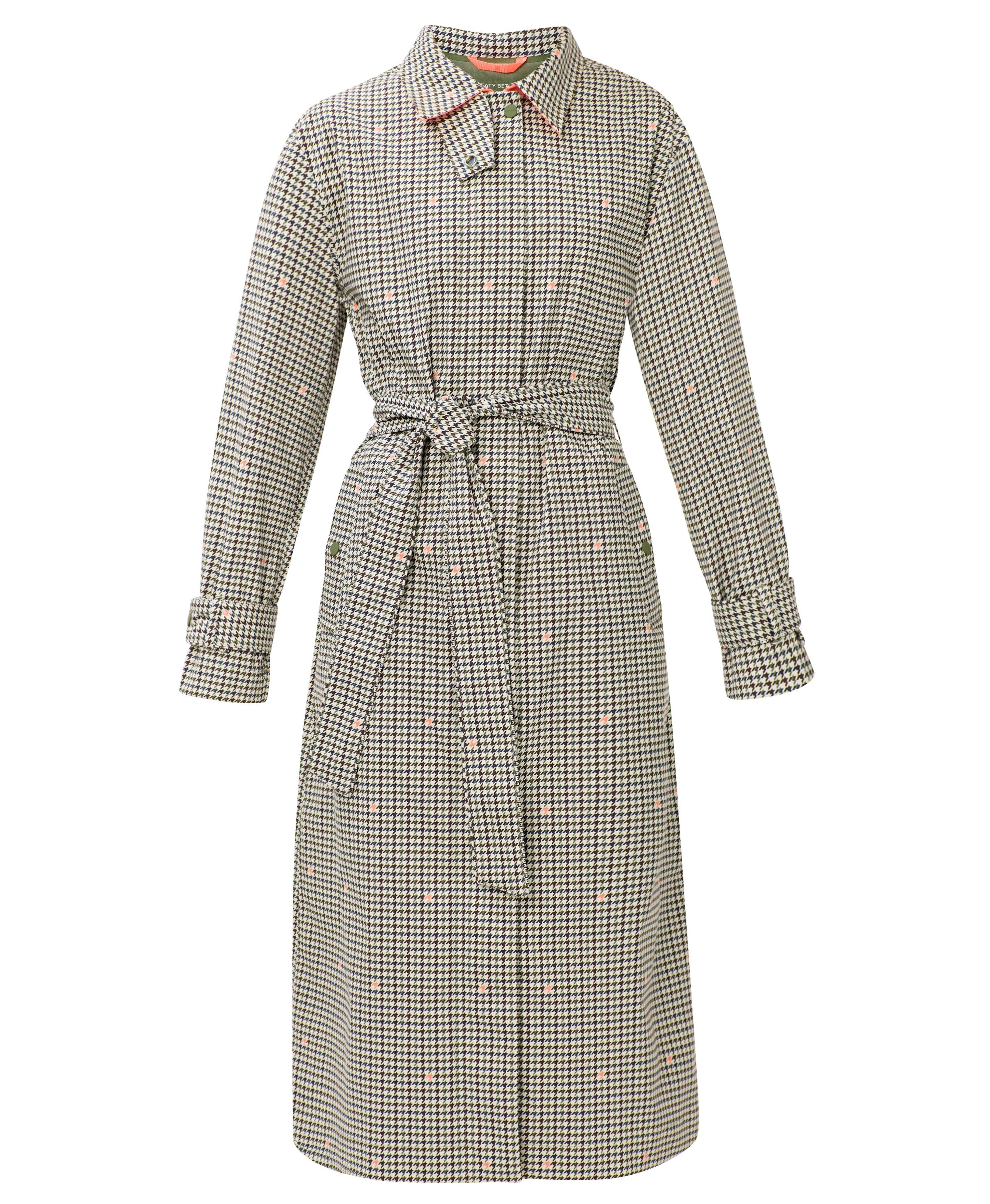 Motion Waterproof Trench Coat - Brown Houndstooth Check Print