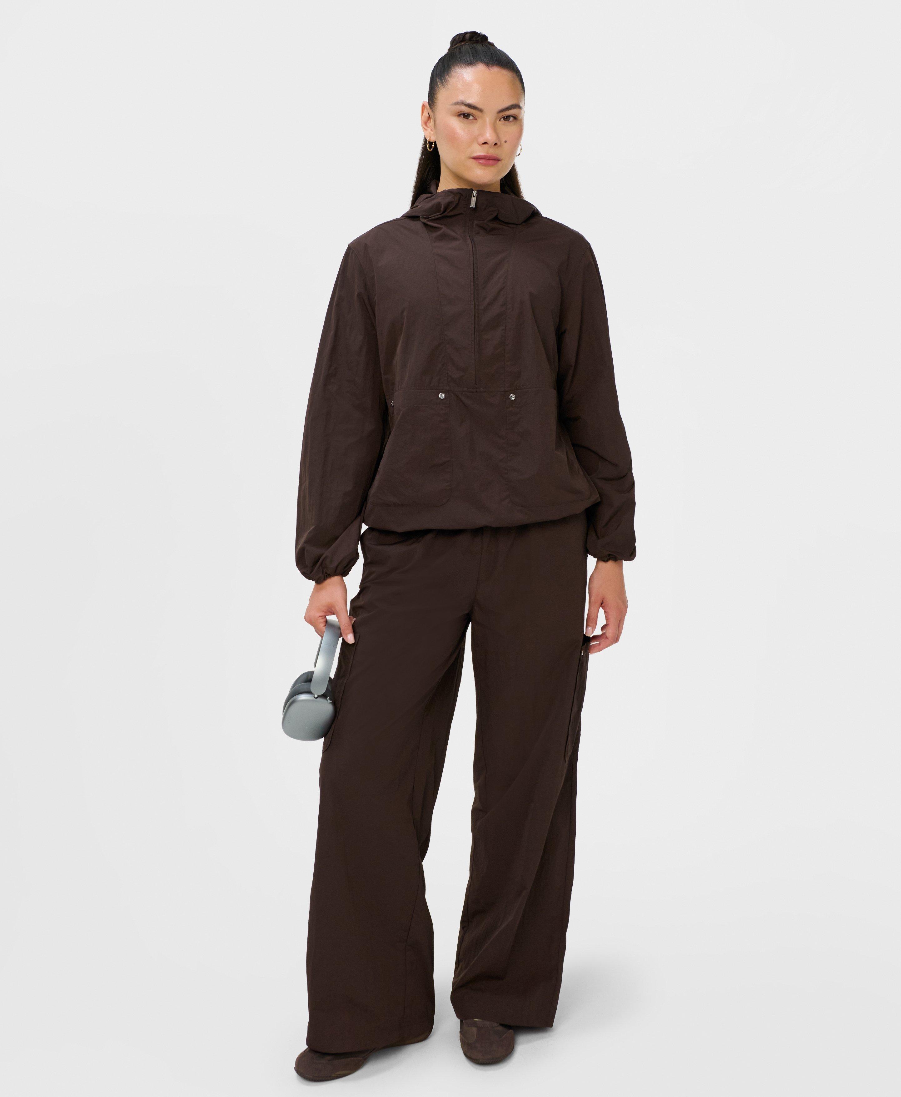 Lightweight Hooded Half-Zip Jacket - Espresso Brown