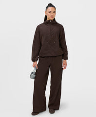 Lightweight Hooded Half-Zip Jacket - Espresso Brown