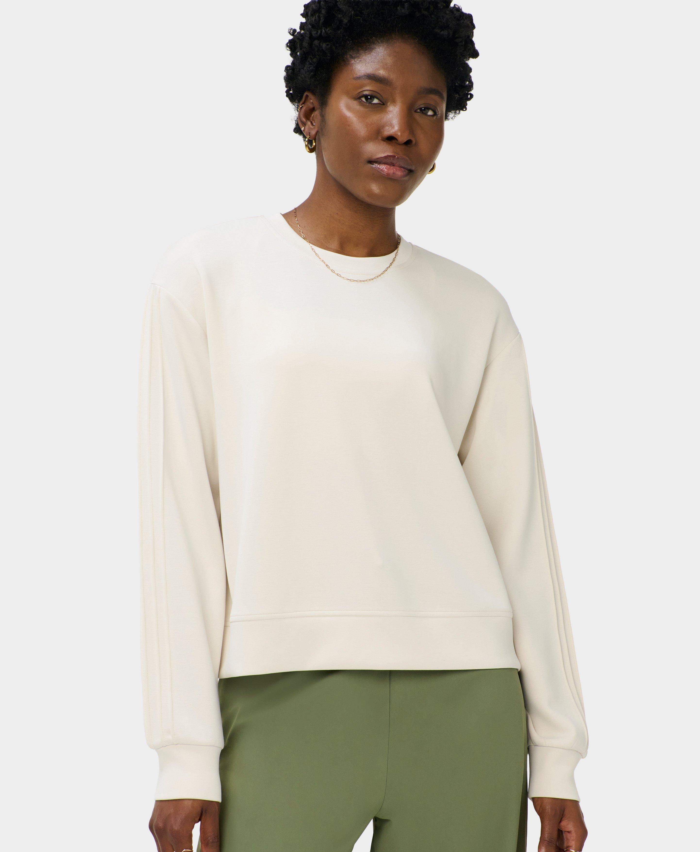 Sand Wash Pintuck Sweatshirt - Ecru Beige