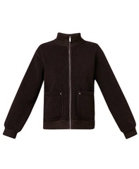 Plush Fleece Ribbed Zip-Up - Espresso Brown