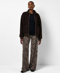 Plush Fleece Ribbed Zip-Up - Espresso Brown