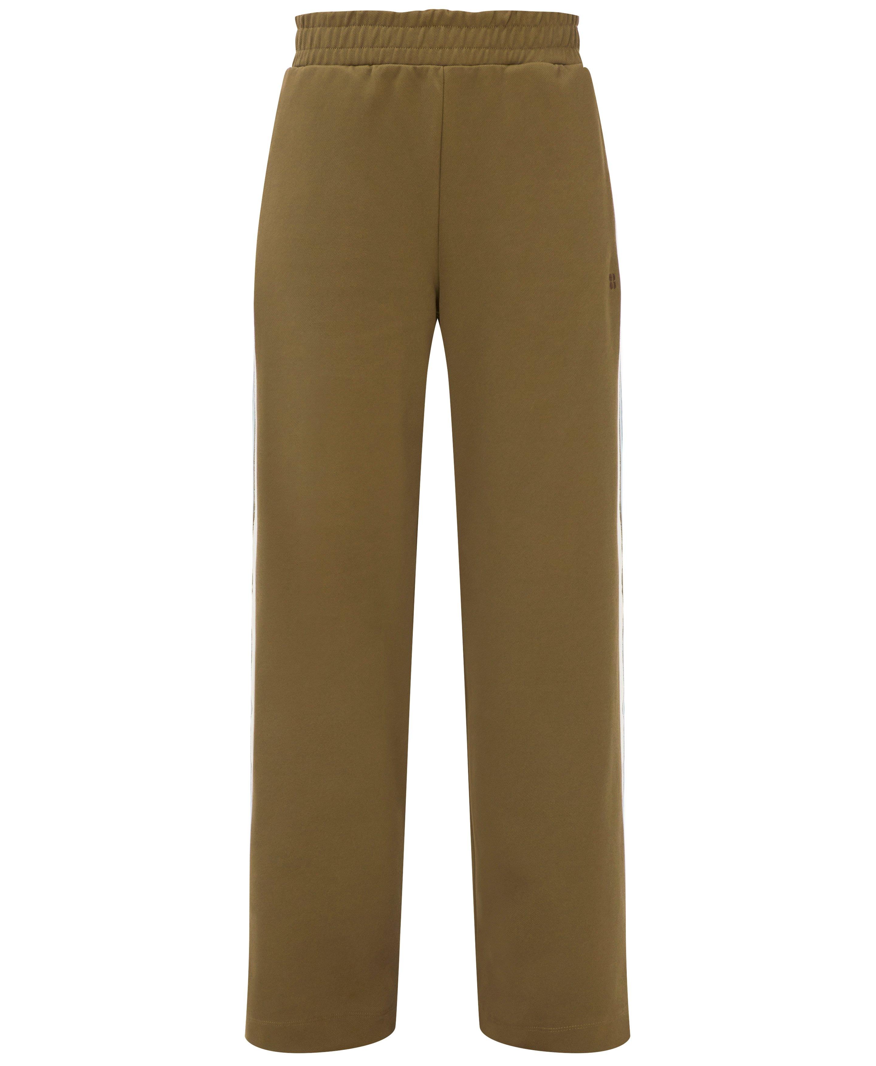 Linear Striped Wide Leg Pants - Khaki Brown