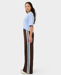 Linear Striped Wide Leg Pants - Sable Brown