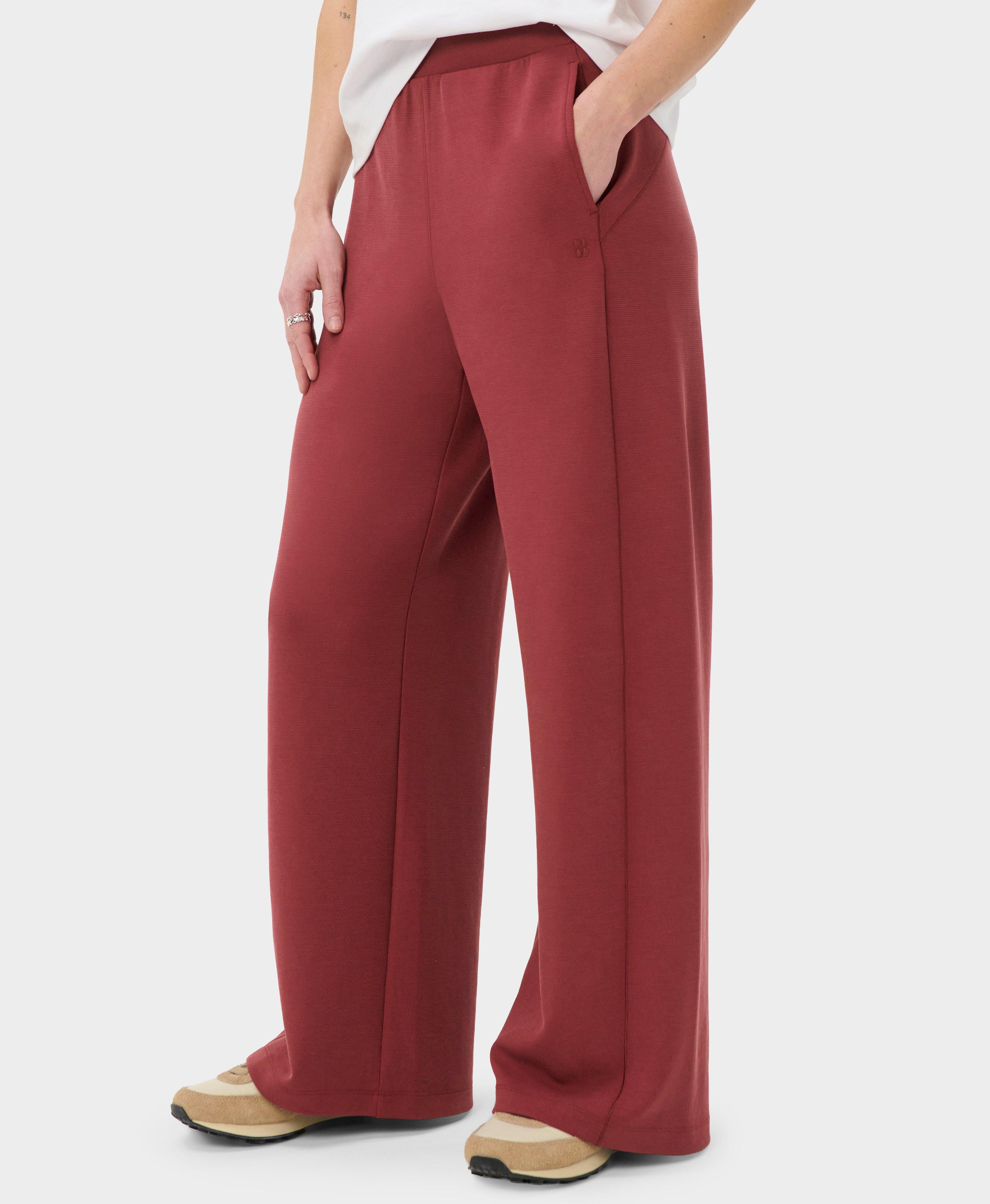 Sand Wash Textured Pants - Cherry Red