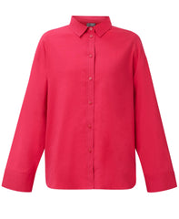 Linen Stretch Shirt - Crimson Red