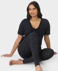 Ultimate Studio Yoga Leggings - Black Leopard Skin Print - Full Length