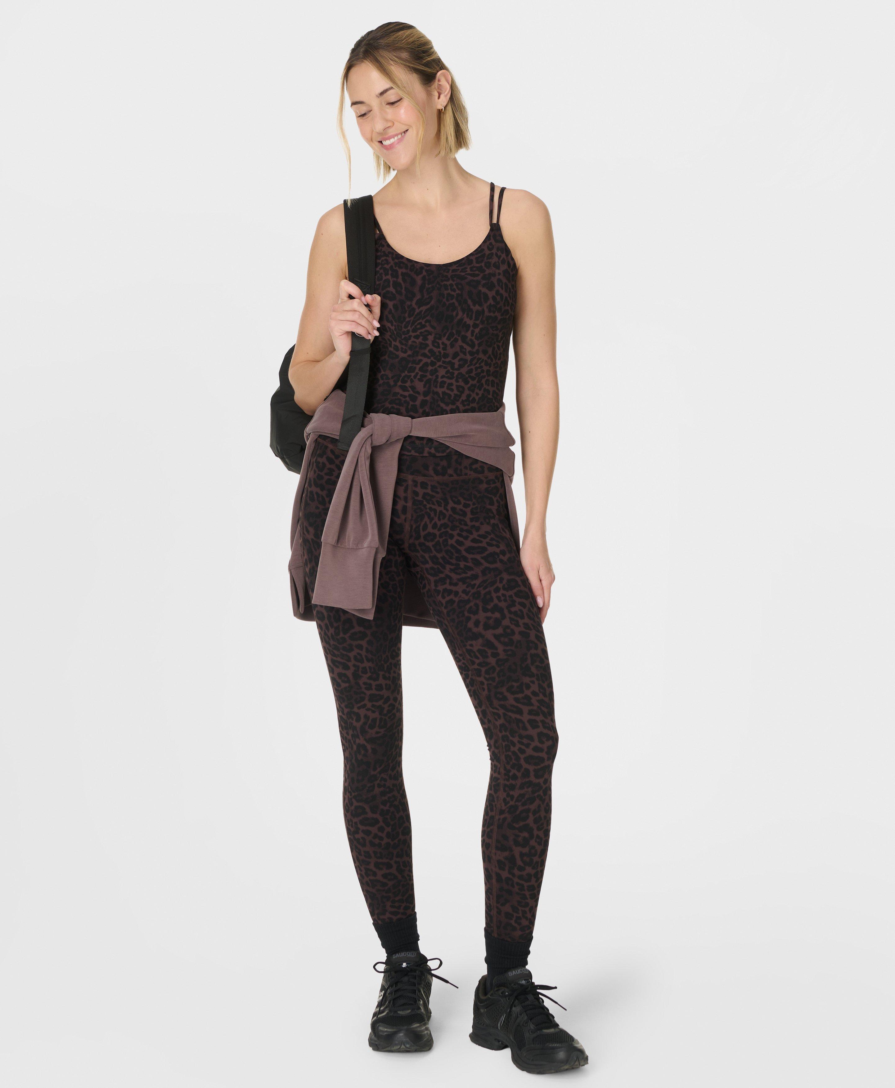 Ultimate Studio Yoga Leggings - Brown Leopard Skin Print - Full Length
