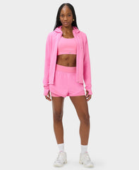 Textured Track Zip Up - Guava Pink