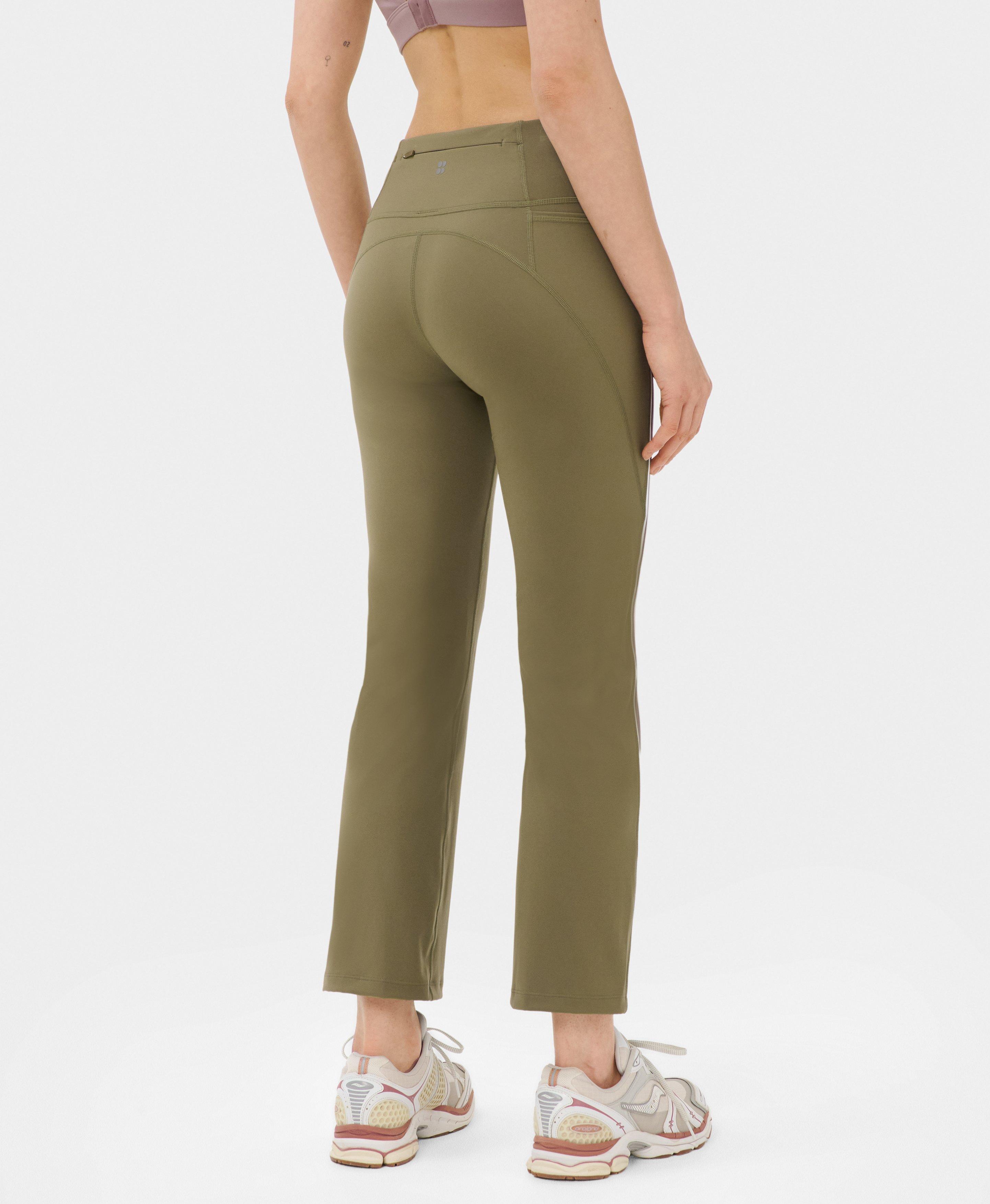 Power Side Stripe Cropped Flare - Khaki Brown