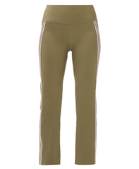 Power Side Stripe Cropped Flare - Khaki Brown