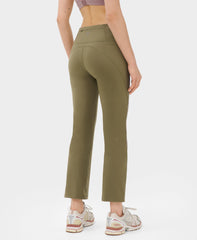 Power Side Stripe Cropped Flare - Khaki Brown