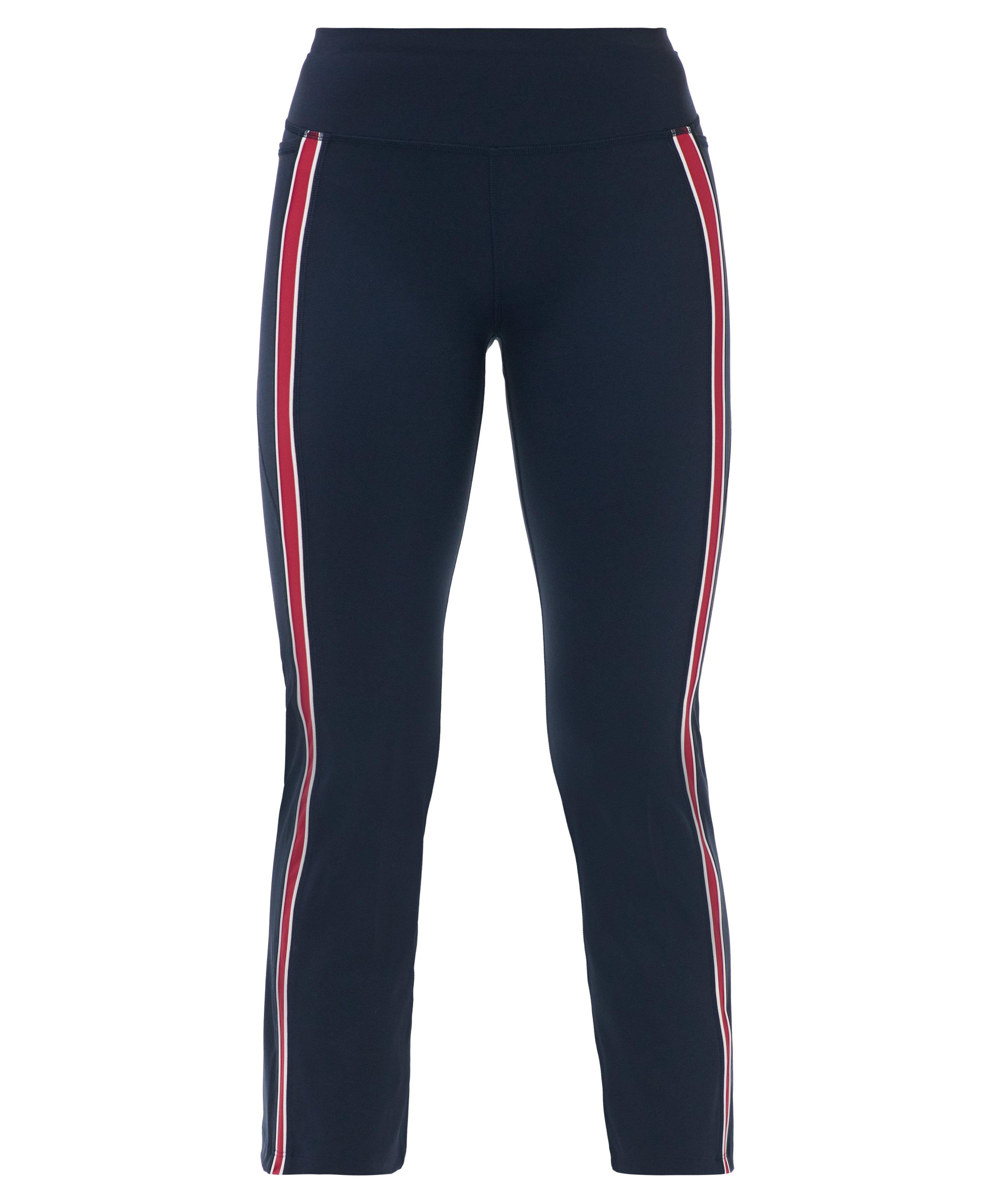 Power Side Stripe Cropped Flare - Navy Blue