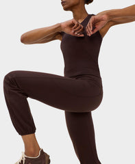 Power Cuffed Leggings - Espresso Brown - Full Length