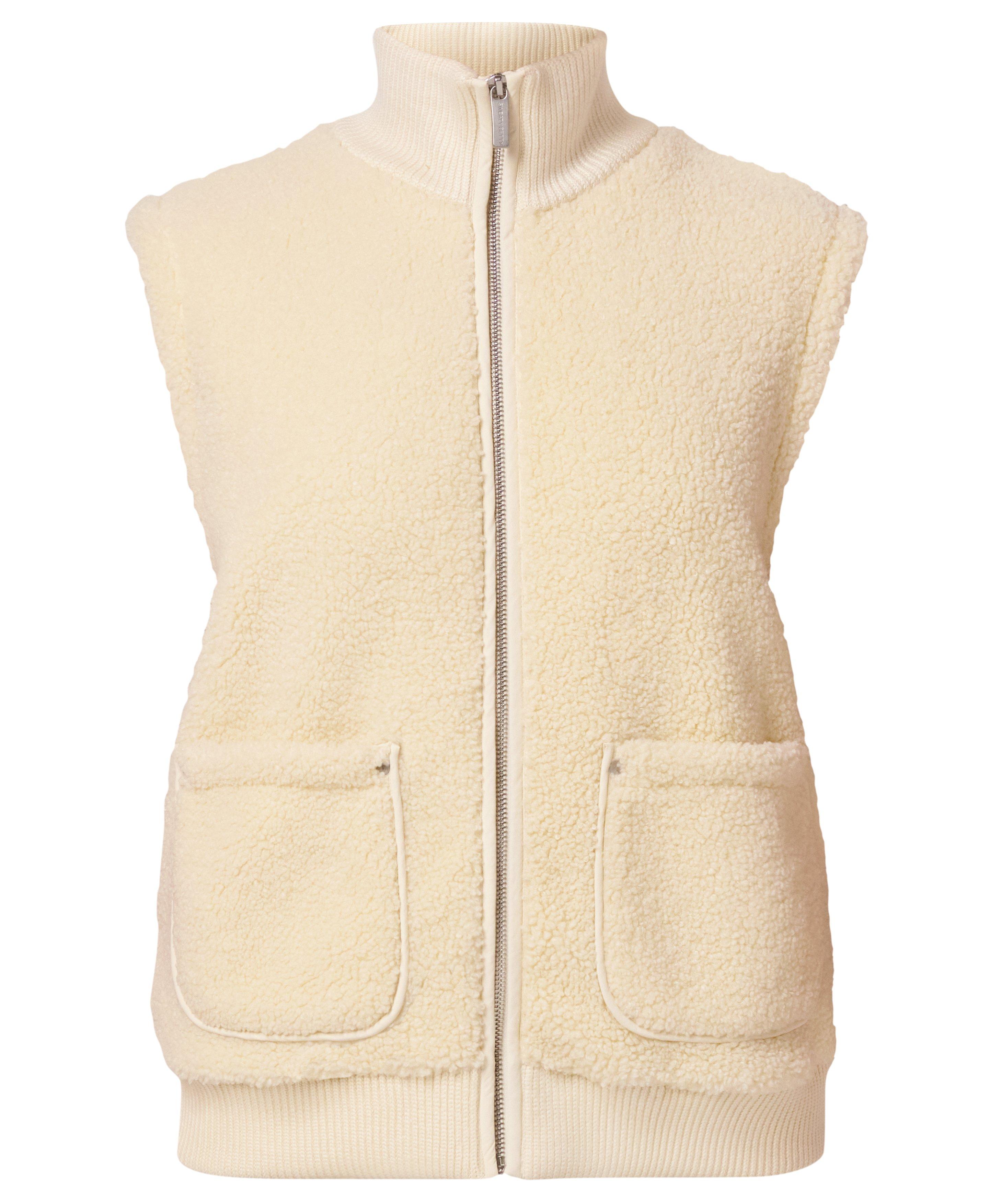 Plush Fleece Ribbed Vest - Ecru Beige