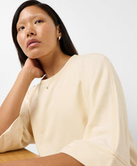 Brushed Short Sleeve Sweatshirt - Ecru Beige