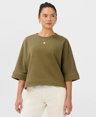 Brushed Short Sleeve Sweatshirt - Khaki Brown