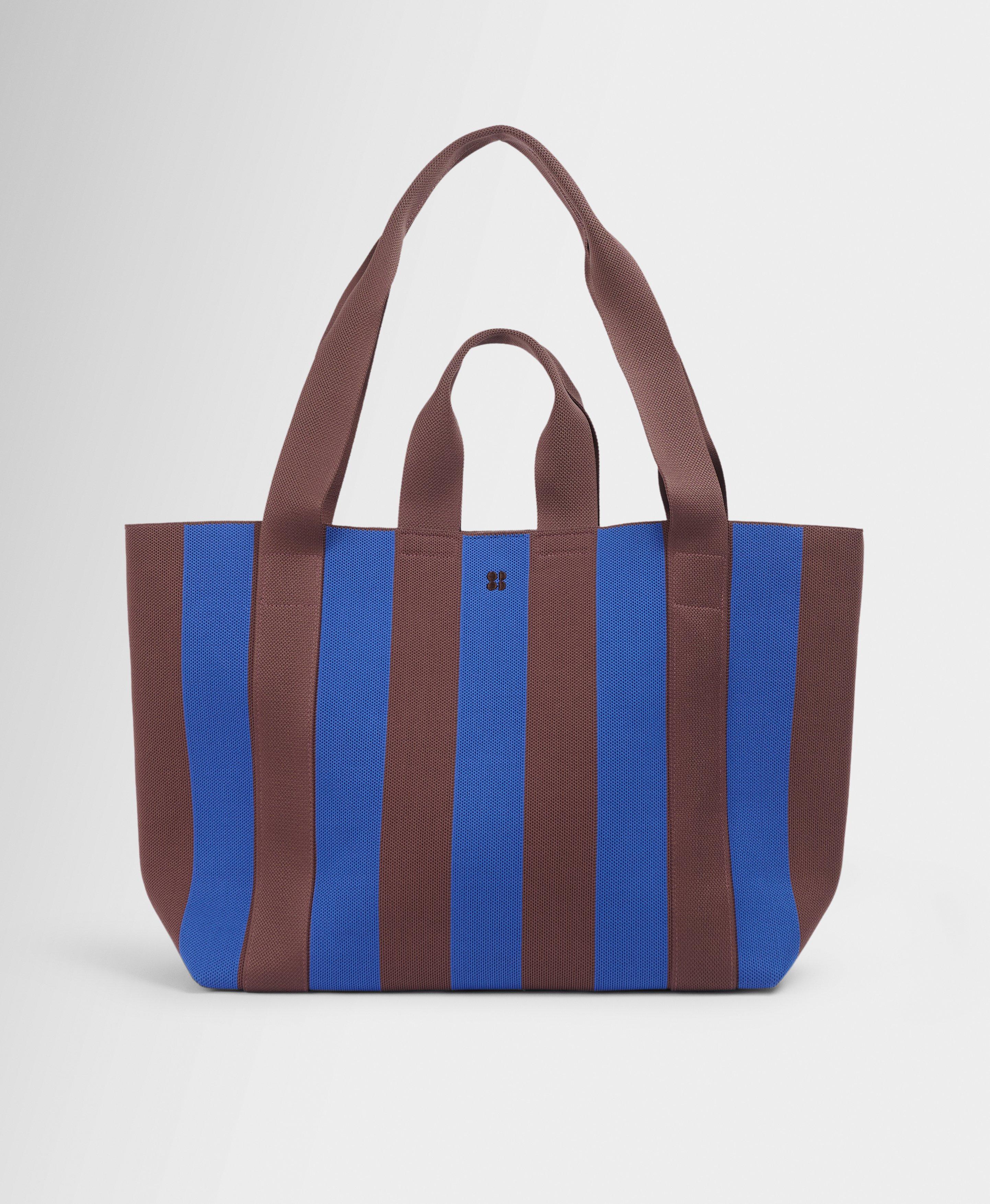 Knitted Stripe Bag - Prussian Blue Chestnut Brown Stripe
